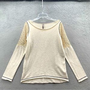 Jesse & J Women’s XL Ivory Cream Crochet Embroidered Detail Long Sleeve Top